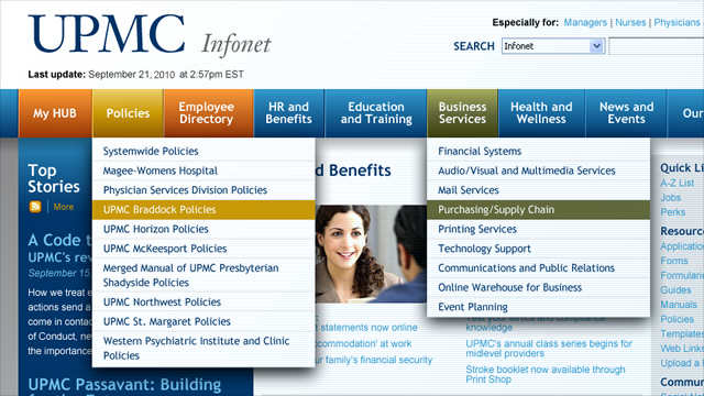 University of Pittsburgh Medical Center Intranet Design